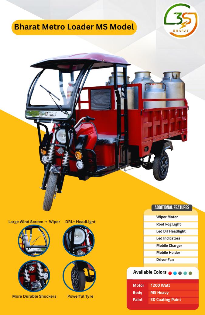 Bharat Metro Loader carrying milk cans